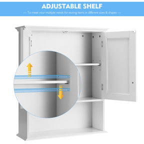 Giantex Bathroom Wall Cabinet, Wooden Hanging Cabinet w/Doors & Shelves, White