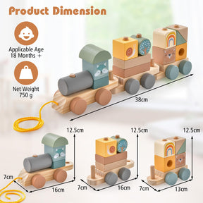 HONEY JOY Kids Toy Train Set, Children Wooden Train Set