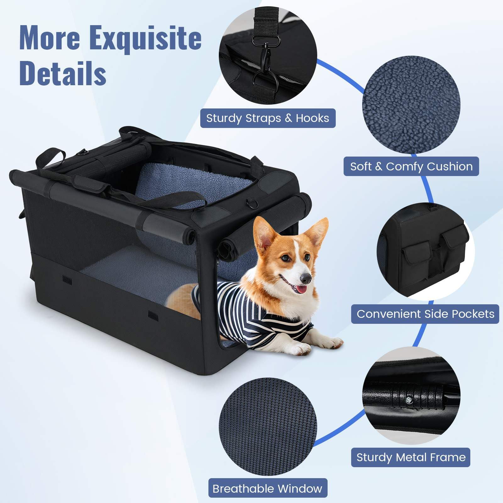 Folding Soft Dog Crate, Portable and Foldable Pet Carrying Bag