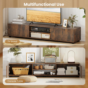 Modern TV Stand for up to 70" TVs, Minimalist Entertainment Center with 2 Doors & Open Shelves