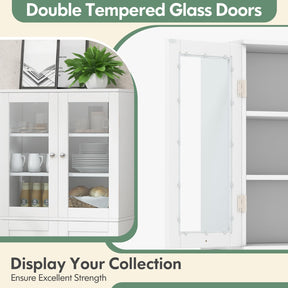 Giantex Tall Buffet Sideboard, Kitchen Pantry Cabinet with Dual Tempered Glass Doors & Shelves