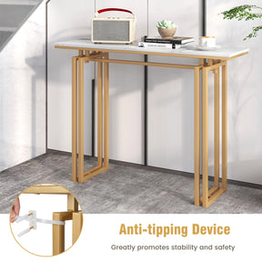 Giantex 110cm Console Table, Faux Marble Sofa Table w/Sturdy Metal Legs