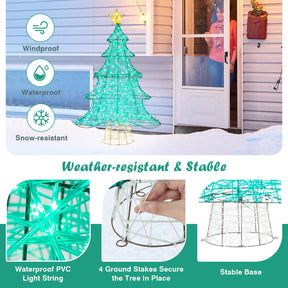 124CM Pre-lit Artificial Christmas Tree, Xmas Tree Decor with 520 LED Lights, Top Star