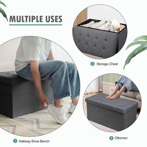 Giantex 80 cm Fabric Foldable Storage Ottoman, Toy Chest with Removable Storage Bin