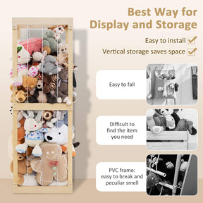 HONEY JOY 300L Large Stuffed Animal Storage, Space-saving Toy Storage Organiser w/Open Top & Elastic Cords
