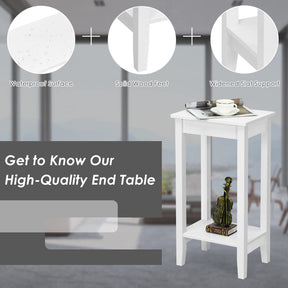 Giantex End Table, Versatile 2-Tier Tall Side Table with 4 Solid Wood Legs, Rectangle Narrow Compact Storage End Table