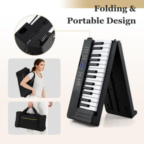 61-Key Foldable Piano Keyboard, Full-size Electronic Keyboard w/ MIDI & Split Function, Headphone & Sustain Pedal