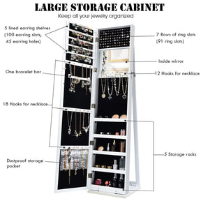 Giantex 2-in-1 Standing Jewelry Armoire w/ Higher Full Length Mirror, Lockable Jewelry Cabinet Organizer