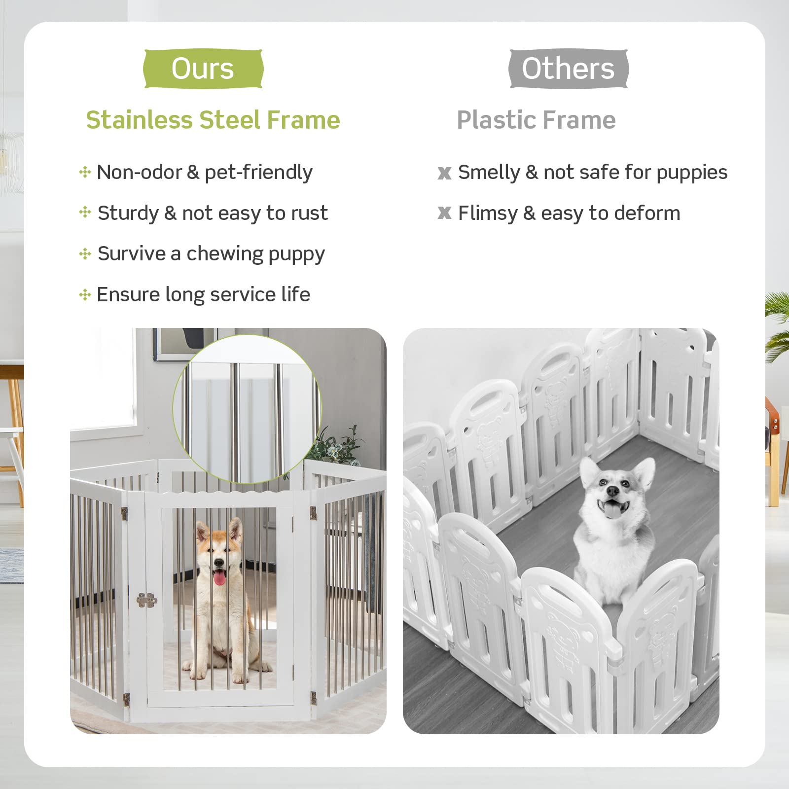 Freestanding 6-Panel Foldable Walk-Through Dog Gate Playpen