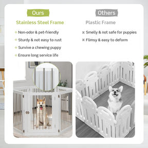 Freestanding 6-Panel Foldable Walk-Through Dog Gate Playpen