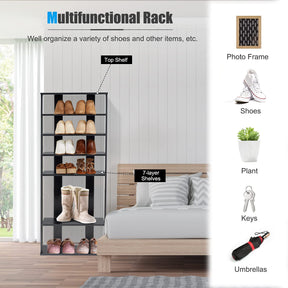 Giantex 7-Tier Wooden Shoe Rack, Shoe Storage Tower Multiple Layers, Detachable Board