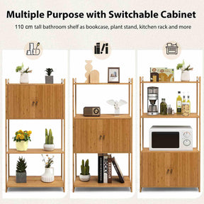 Bamboo Storage Cabinet with 3 Shelves for Bathroom