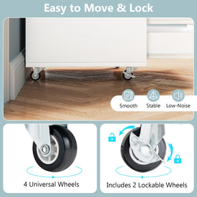 5-Drawer Chest of Drawers, Wooden Dresser Chest, Mobile Lateral Filing Cabinet with Wheels