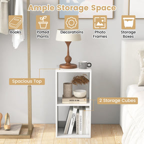 Open Back 2-tier Bookshelf 2-Cube Bookcase Home Free-standing Storage Unit