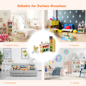 HONEY JOY Pretend Grocery Store Playset, Supermarket Play Toy with Shopping Cart