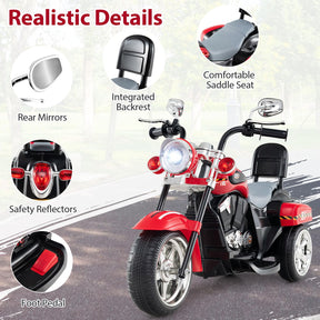 Kids Motorcycle, 6V Battery Powered 3-Wheel Electric Motorcycle for Kids with Headlight & Horn