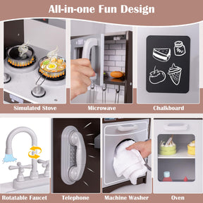 Kids Kitchen Playset Corner Toy Wooden Kitchen Set