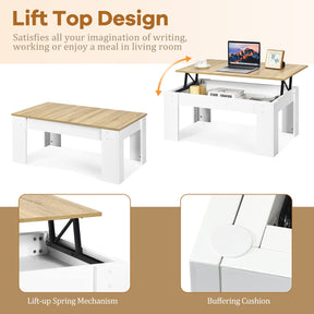 Giantex Lift Top Coffee Table, w/Hidden Storage Compartment, Cocktail Table, w/Lift Tabletop for Living Room Reception Room