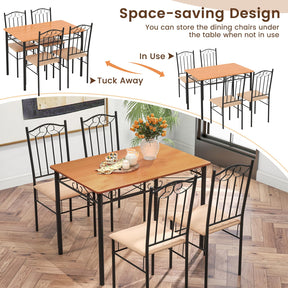 Giantex Dining Table Set for 4 Modern Rectangular Kitchen Table with 4 Cushioned Chairs