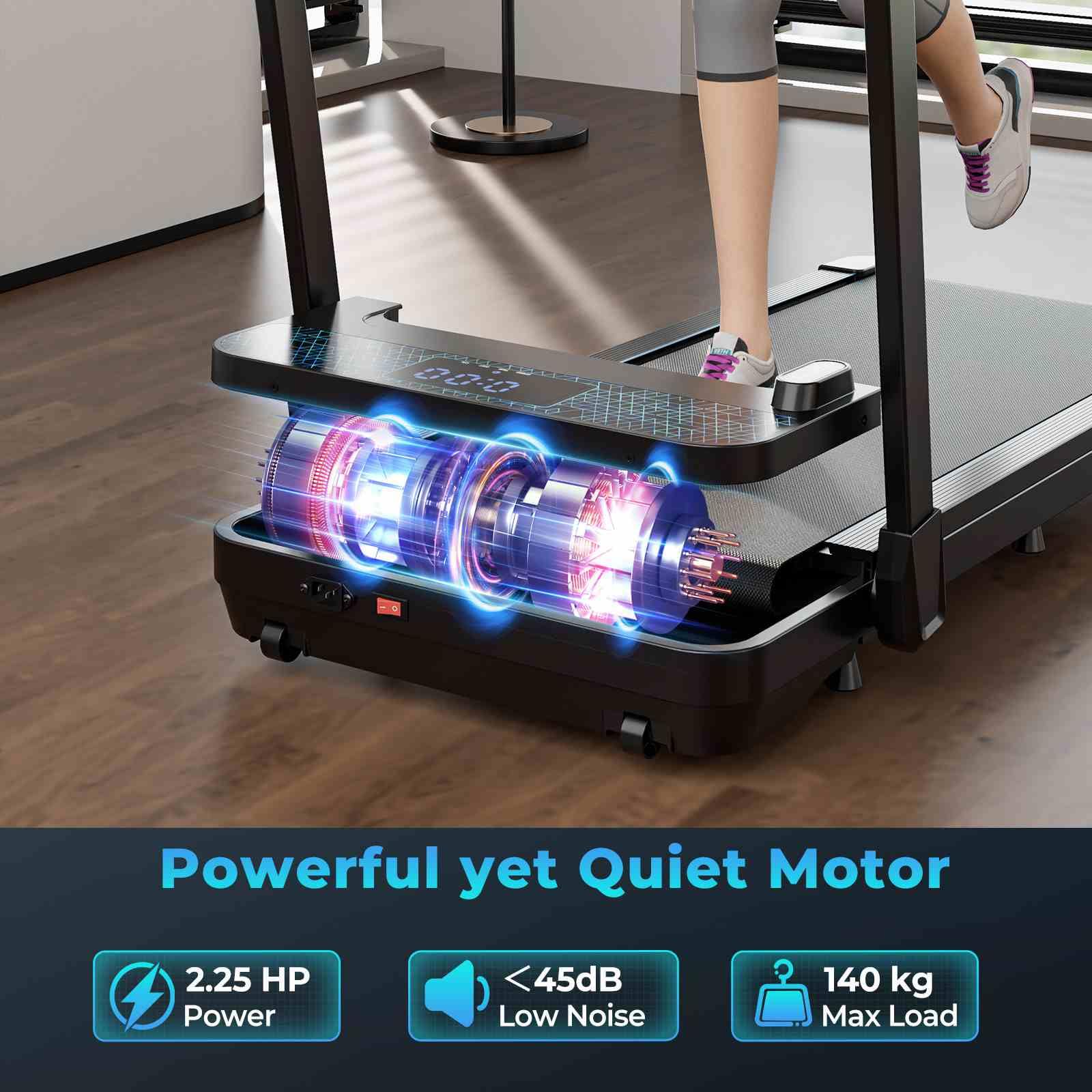 2-in-1 140 kg Capacity Under Desk Walking Pad Remote/APP Control & LED Display