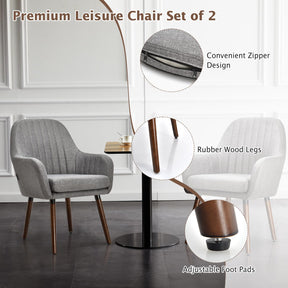 Set of 2 Leisure Chair Accent Upholstered Armchair Linen Fabric Living Room