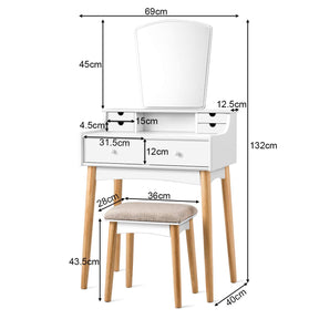 Giantex Vanity Table Set w/Mirror & Cushioned Stool Dressing Table