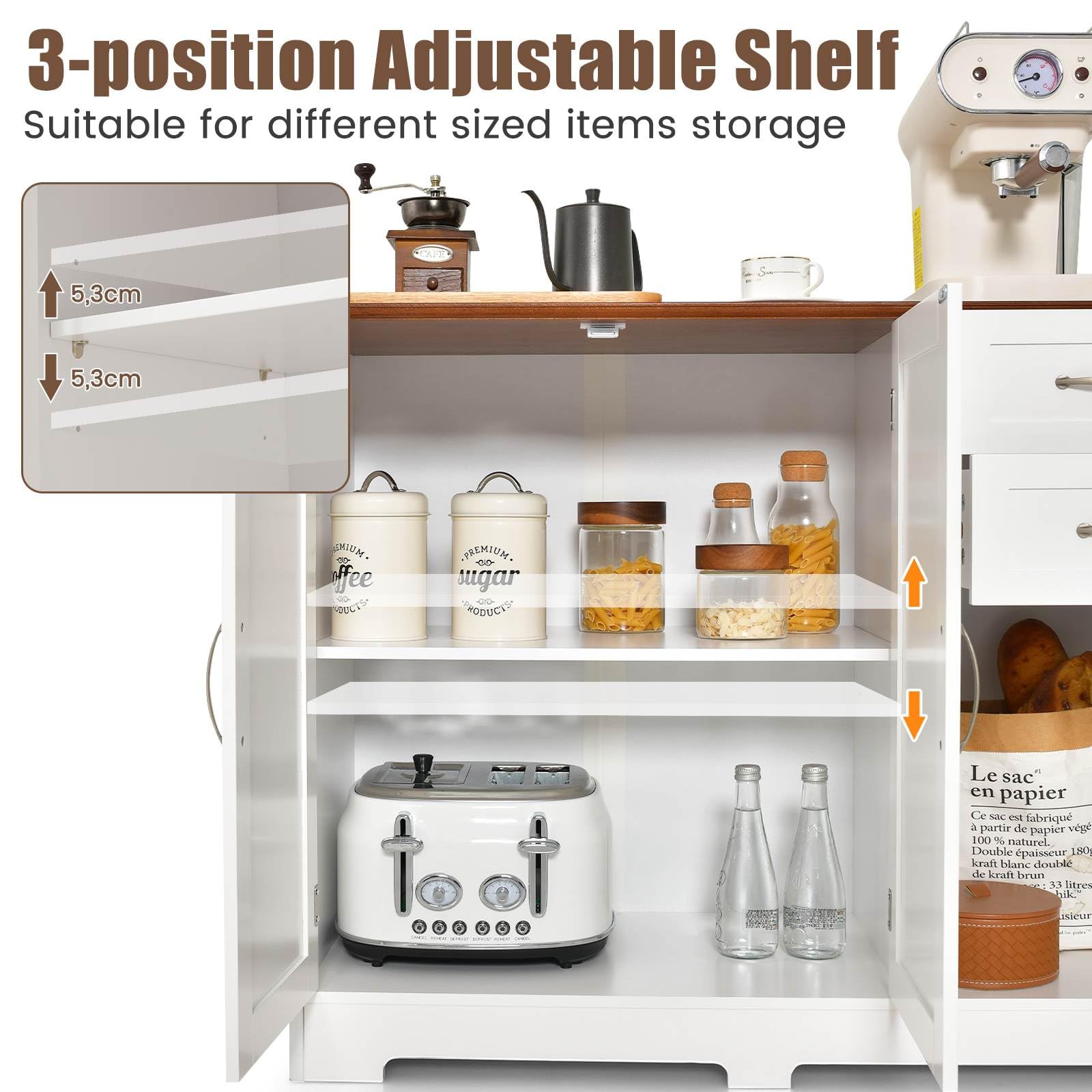 Giantex Kitchen Buffet Cabinet, Modern Storage Cabinet with with 2-Door Cabinet and 2 Drawers