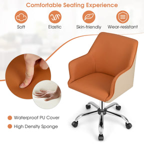 Giantex Home Office Desk Chair, PU Covered Swivel Task Chair with Adjustable Height