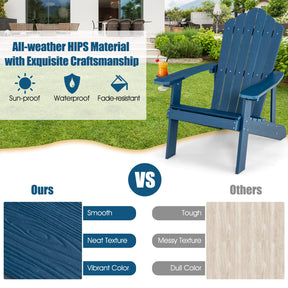 Adirondack Chair, HIPS Adirondack Chair w/Cup Holder, Realistic Wood Grain, Weather Resistant Outdoor Chair for Patio