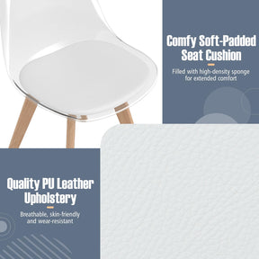 Set of 4 Clear Dining Chairs, Armless Modern Dining Chairs with Transparent Backrest