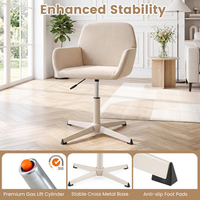 Vanity Chair with Back, 360° Swivel Armchair w/ Adjustable Height