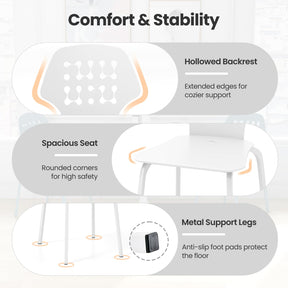 Giantex Metal Dining Chair Set of 4, Modern Kitchen Dinner Chair with Hollowed Backrest & Metal Legs