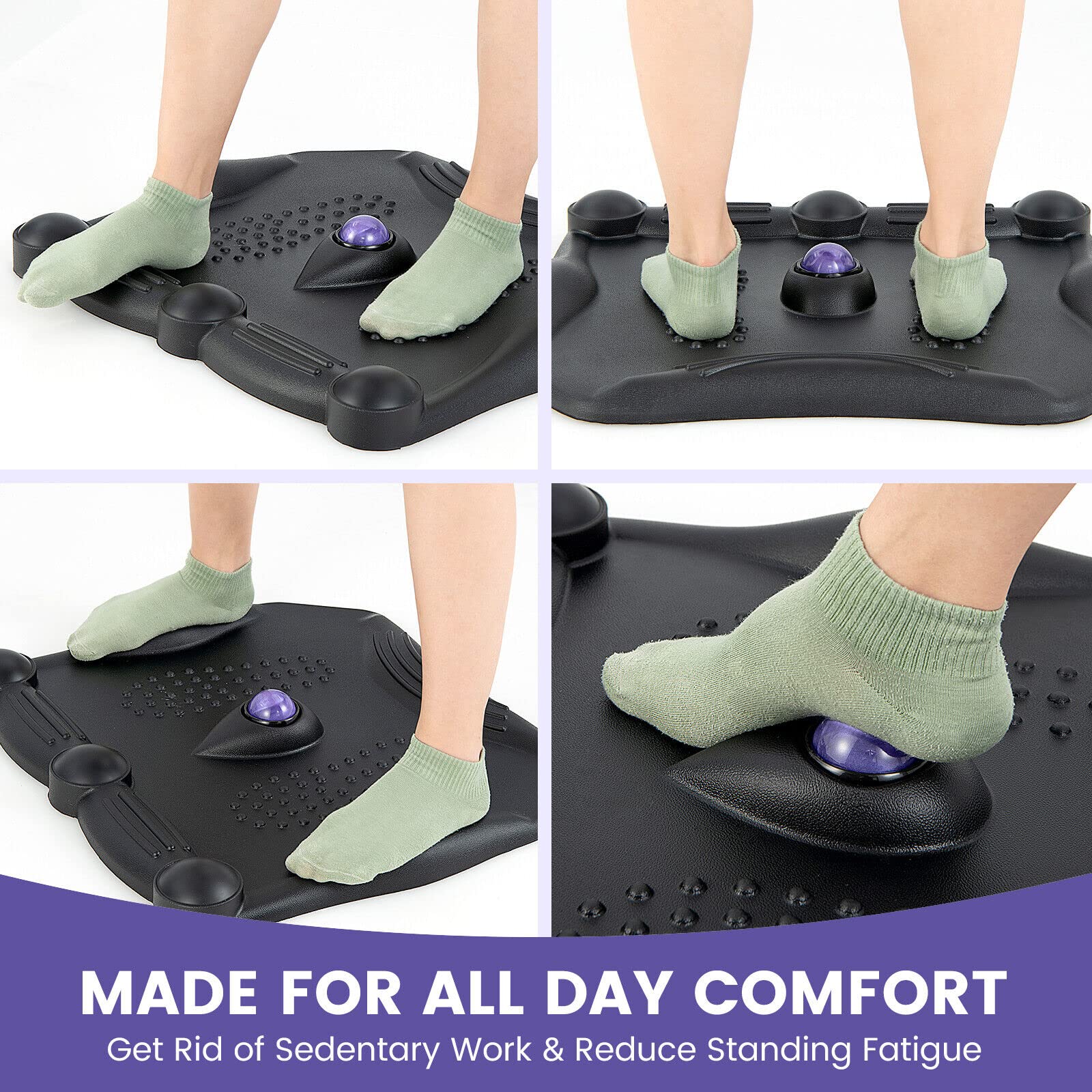 Giantex Anti Fatigue Standing Desk Mat, Ergonomic Stand Up Foot Mat with Massage Roller Ball & Foot Massage Points, Black