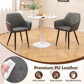 Modern Leisure Dining Chair Set of 2 Upholstered Accent Armchairs w/ Wide Seat