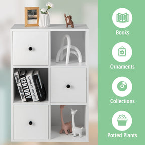 Giantex 3-Tier Bookshelf with 3 Cubes & 3 Drawers, Storage Organizer with Anti-toppling Device