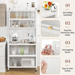 6-Tier Kitchen Pantry Cabinet, Buffet Cabinet with Hutch, Flip Doors, Microwave Countertop