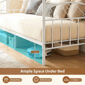 Metal Daybed Frame, 190 x 90 cm Sofa Bed with Classic Headboard