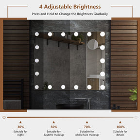 Giantex 65cm Vanity Mirror with Lights, Large Makeup Mirror with 18 Dimmable LED Bulbs, Wall-Mounted