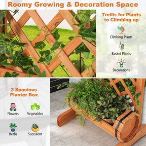 Giantex Raised Garden Bed with 2 Cylindrical Planter Boxes & Trellis