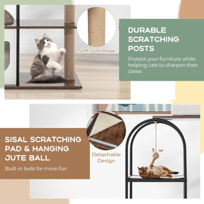 118 CM Tall Cat Tree Tower w/Metal Frame, Top Perch Cat Bed, Cat Condo, Jute Scratching Posts