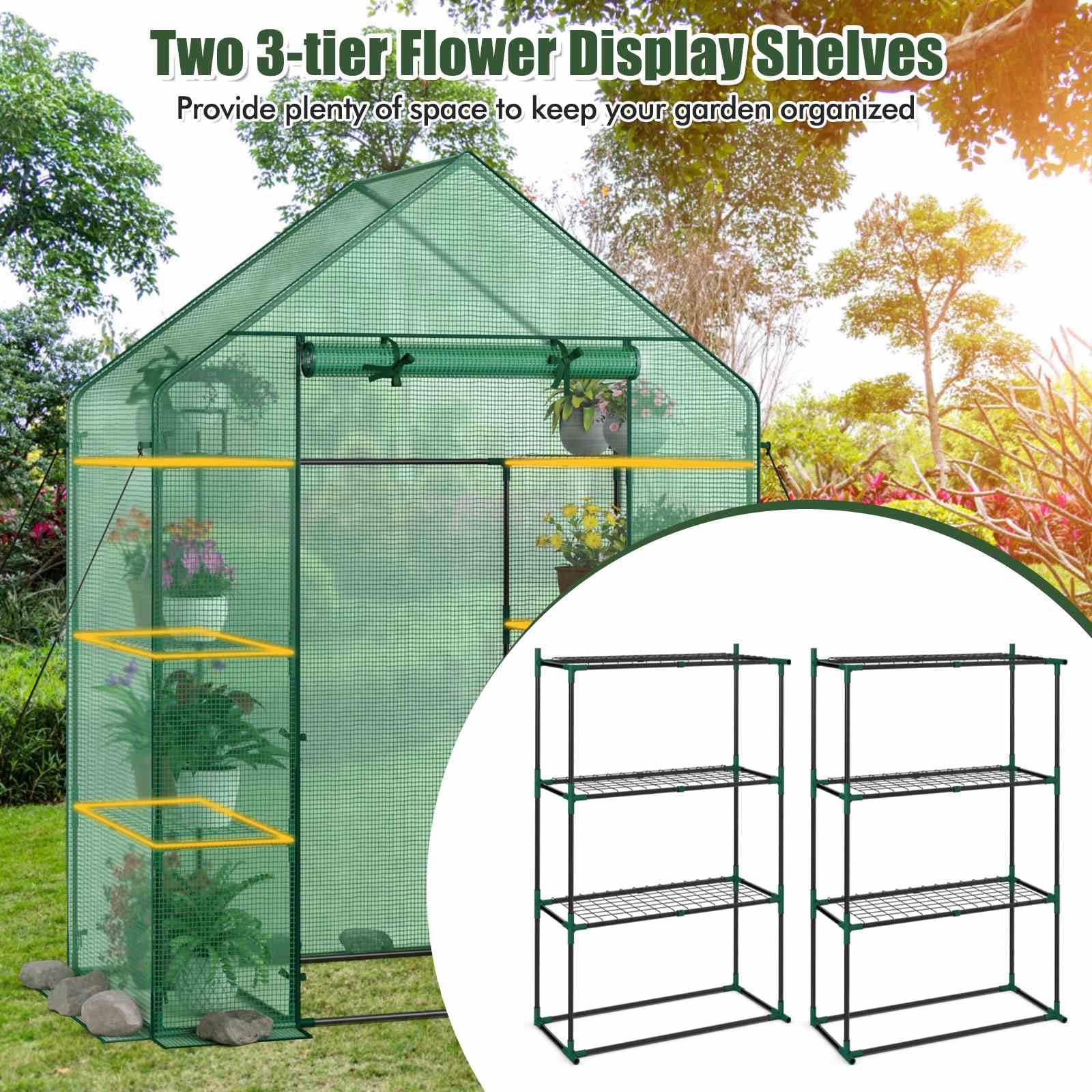 194cm Garden Greenhouse 3-Tier Waterproof Anti-UV Tarpaulin for Flower