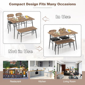 Giantex 4 Piece Dining Table Set w/Bench & 2 Chairs