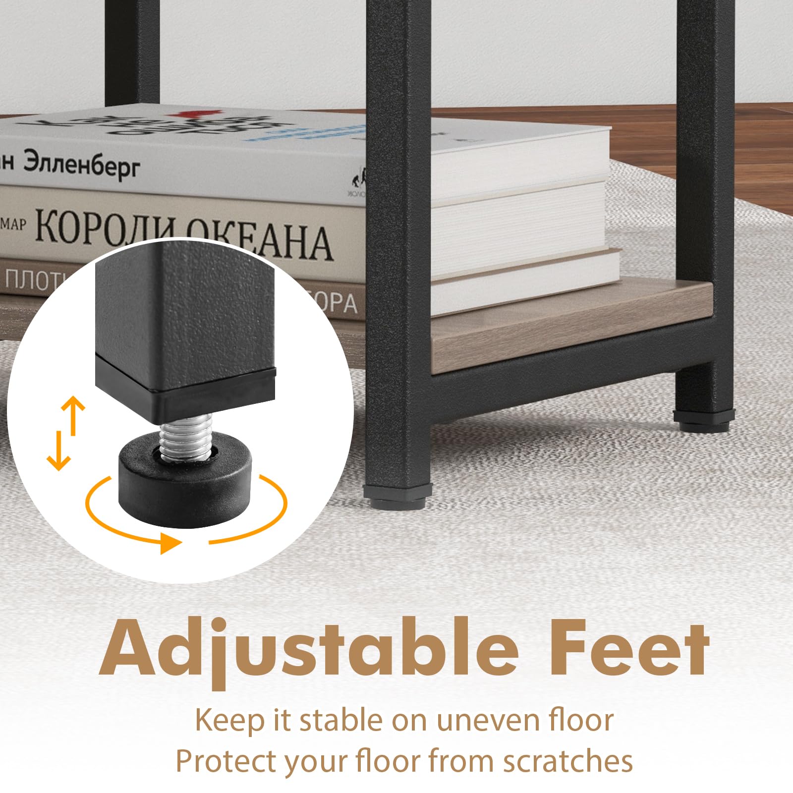 Giantex Bedside Table Set of 2, 3-Tier End Table w/Storage Shelf for Small Spaces