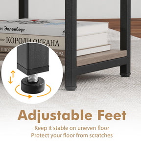 Giantex Bedside Table Set of 2, 3-Tier End Table w/Storage Shelf for Small Spaces