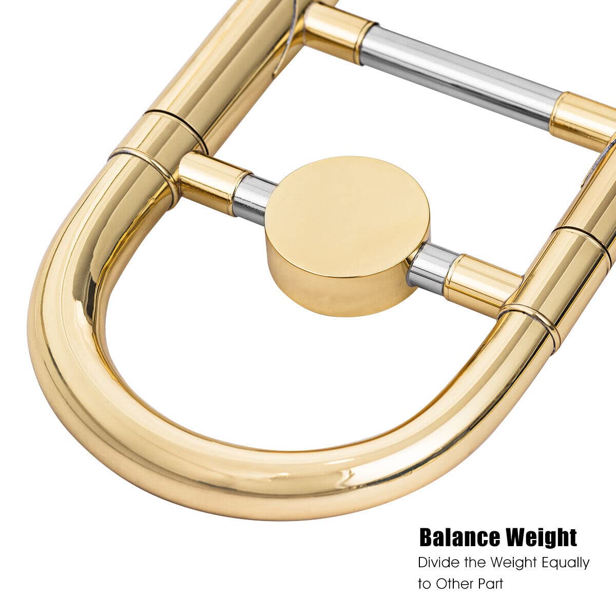 B Flat Tenor Slide Trombone Brass, B Flat Wind Instrument for Kids Adults with Case