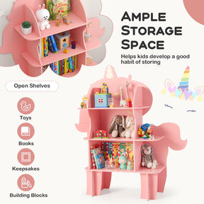 HONEY JOY Bookcase for Kids, 3-Tier Toy Storage Organizer with Open Storage Shelves