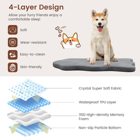 Dog Bed for Large Dogs, Orthopedic Dog Bed with Memory Foam Support, Waterproof Dog Crate Mat with Removable Cover