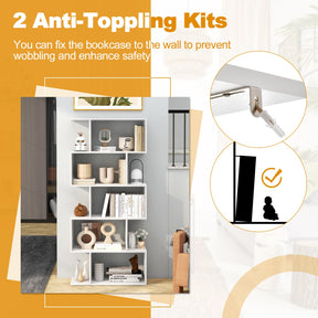 Giantex 5-Tier Bookshelf Geometric S-Shaped Bookcase w/Anti-Toppling Device