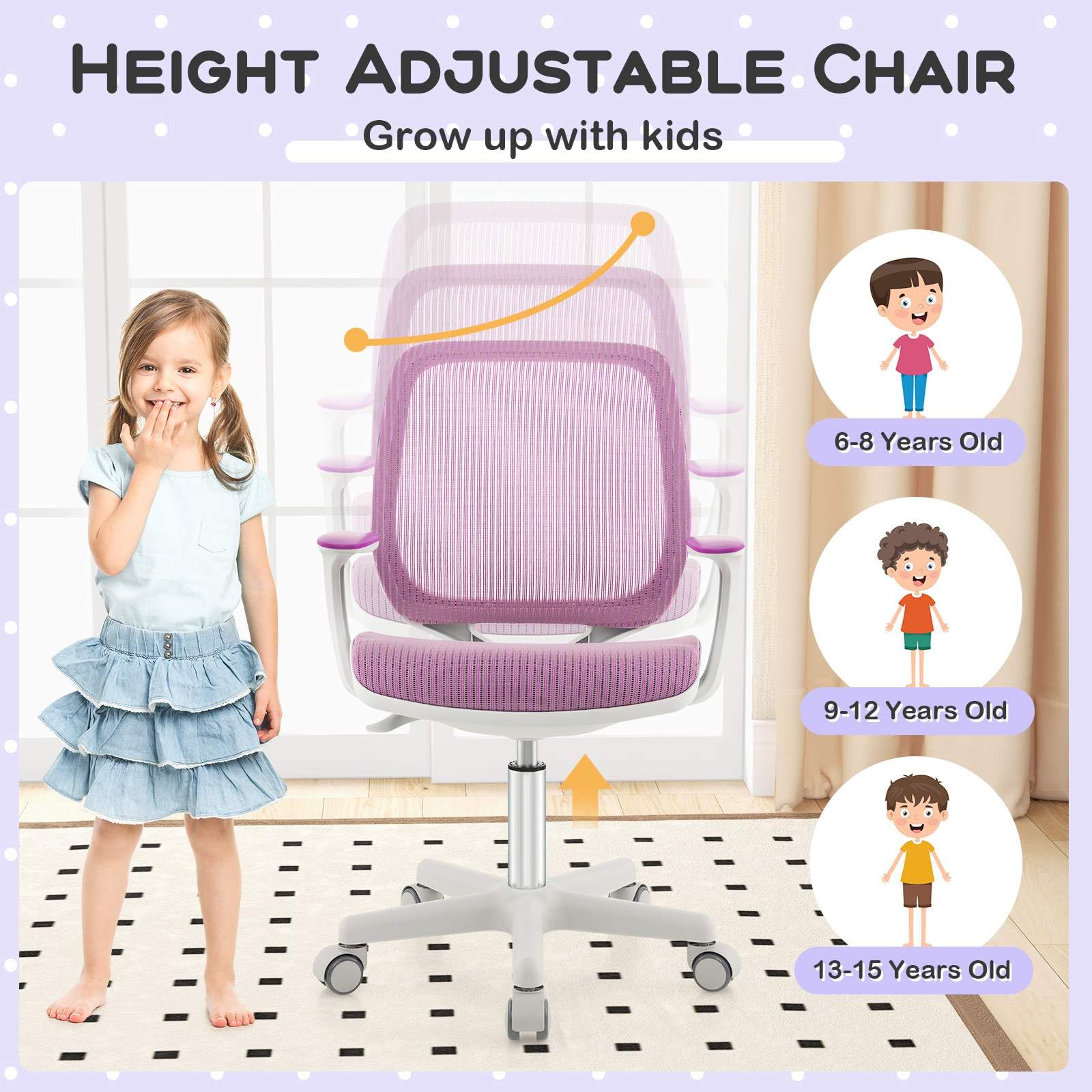 Kids Desk Chair, Ergonomic Children Study Computer Chairw/Height Adjustable