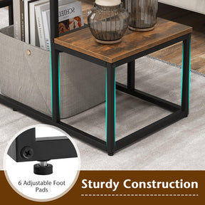 Giantex Rustic TV Console Table for 50 Inches TVs, Industrial Sofa Table with Open Storage Shelves